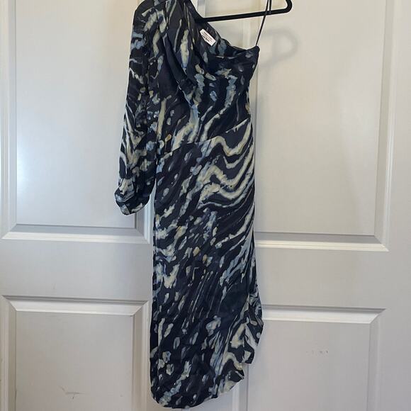 & Other Stories One Shoulder Tie Dye Dress - Women Size 6 - Blue - Picture 2 of 6